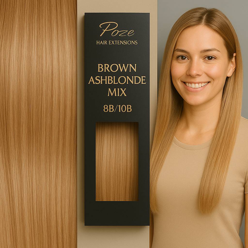 Tape On Hair Extensions Standard - 8B/10B Brown Ash Blonde Mix